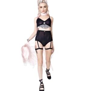 NWT REVOLVE 2 pc Set With Bra and High Waist Garter Panty Size Medium